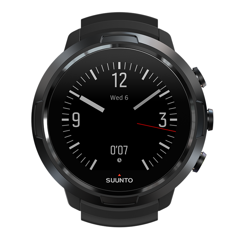 Suunto D5 in black, front view showing the analogue watch face