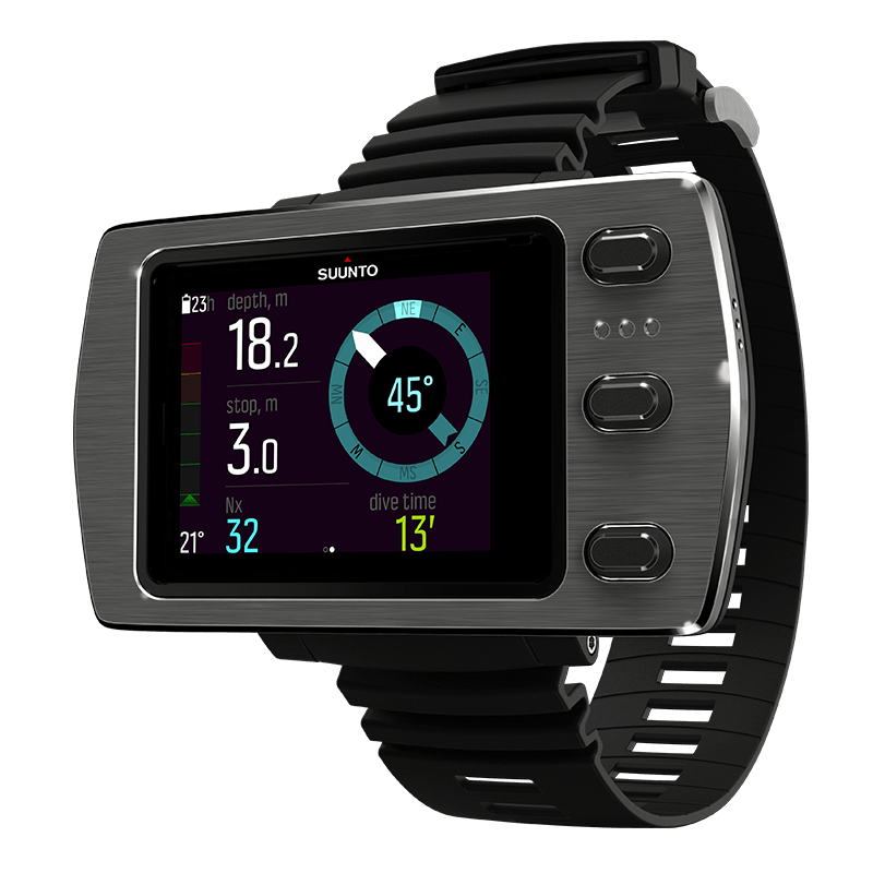 Suunto EON Steel in black, front view showing the digital dive compass