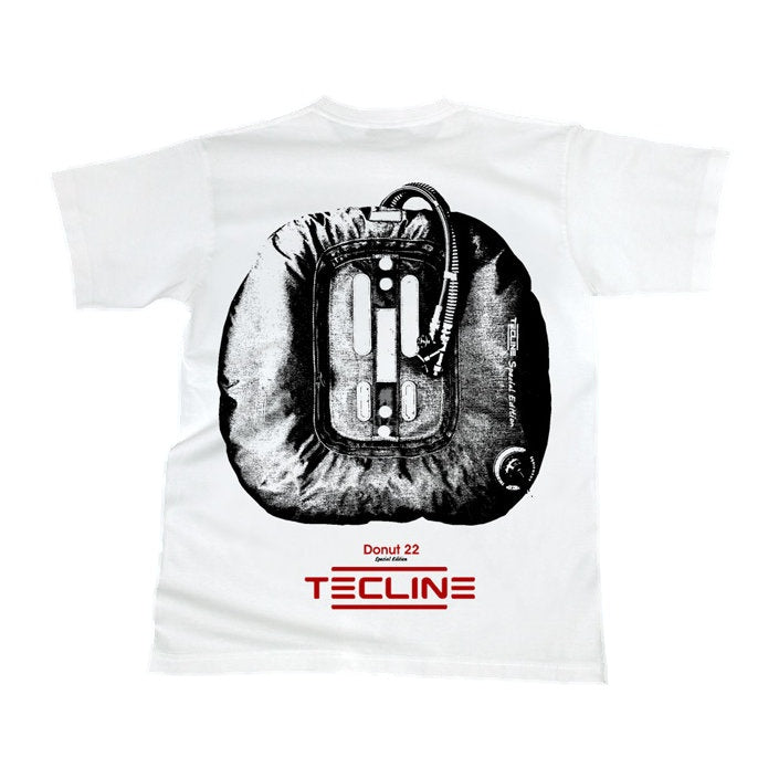 Tecline white Donut 22 Special Edition T-shirt with a large black and white wing print