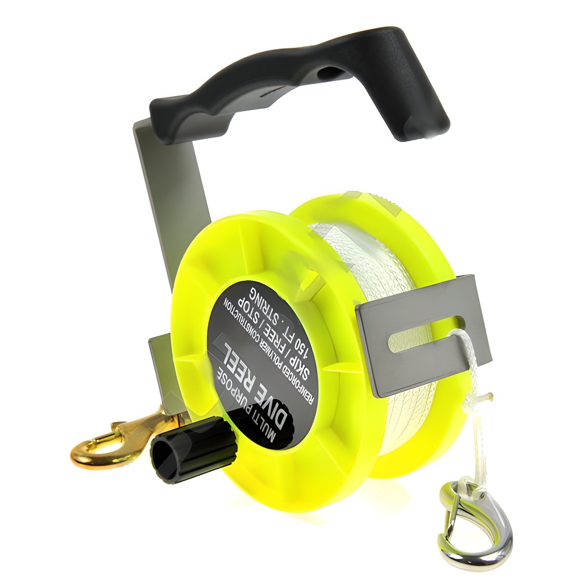 Scubatech 50 m plastic dive reel with anodised aluminium handle and bolt snap