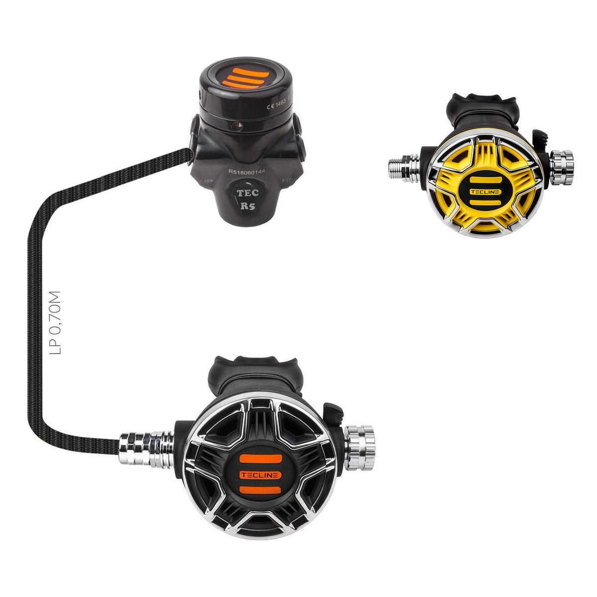 Tecline R5 TEC2 regulator with yellow TEC2 octopus