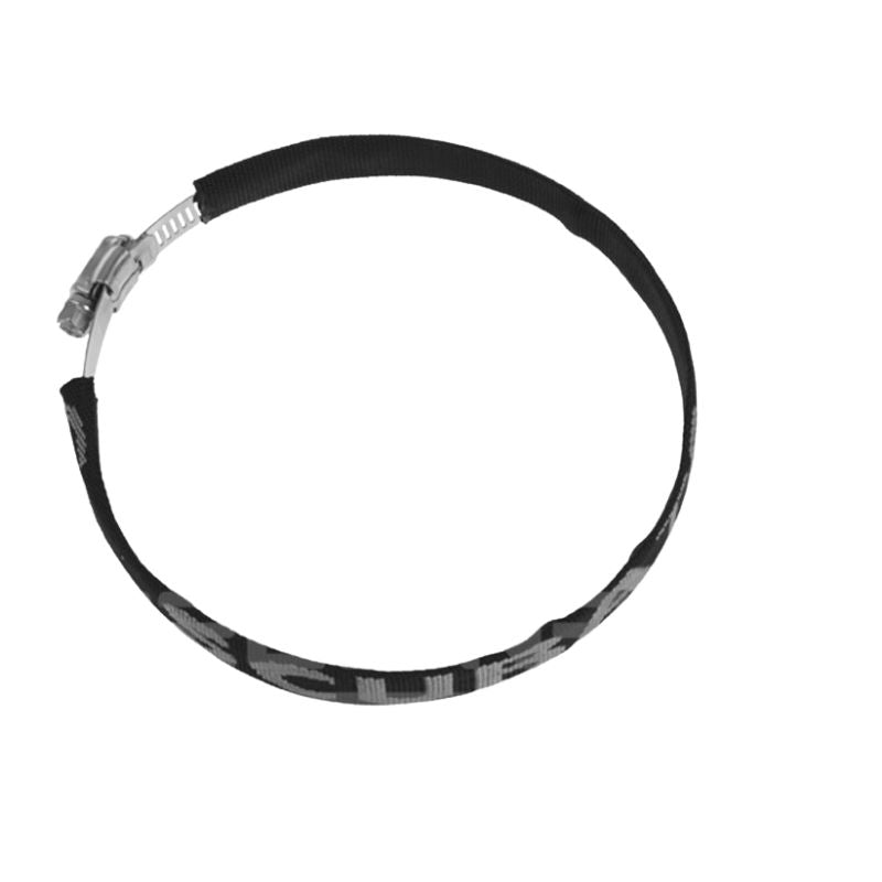 Tecline stainless steel worm-drive stage tank band in its webbing sleeve (5.7 L size shown)