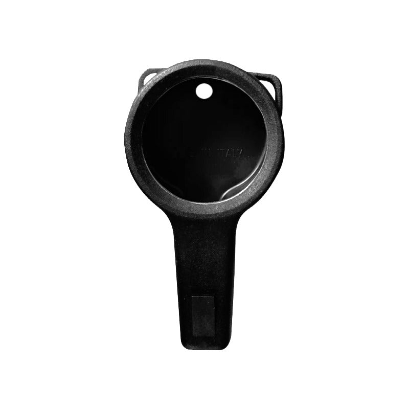 Termo Industria black thermoplastic boot for a 52 mm SPG, showing the gauge opening and fixing loop