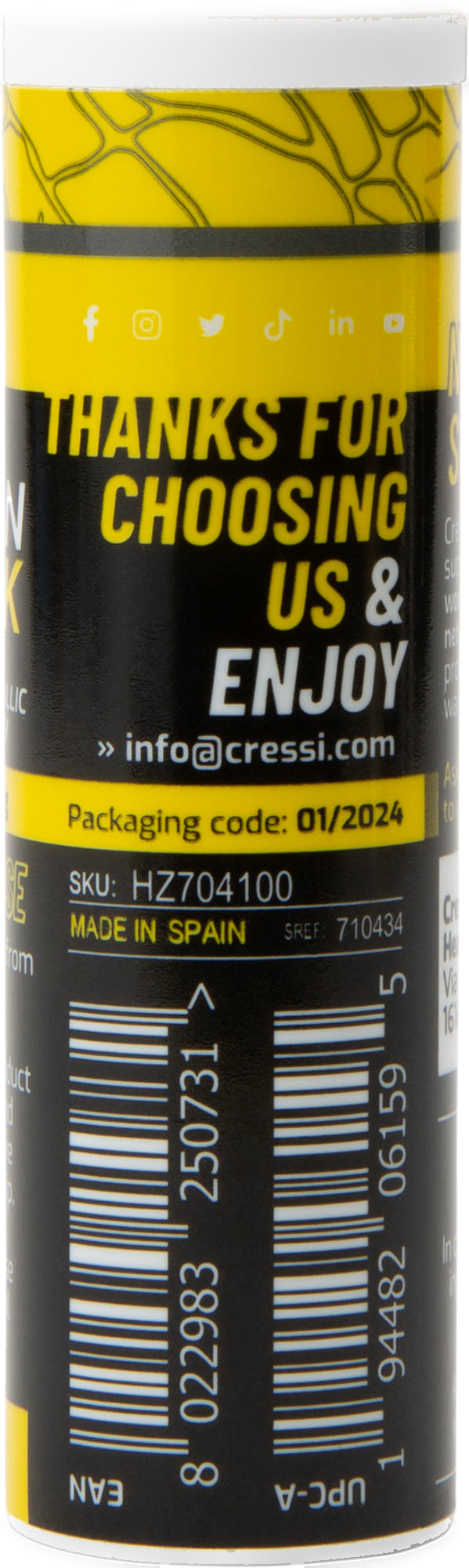 Two Cressi Paraffin Zipstick tubes, one lying open with its cap beside it
