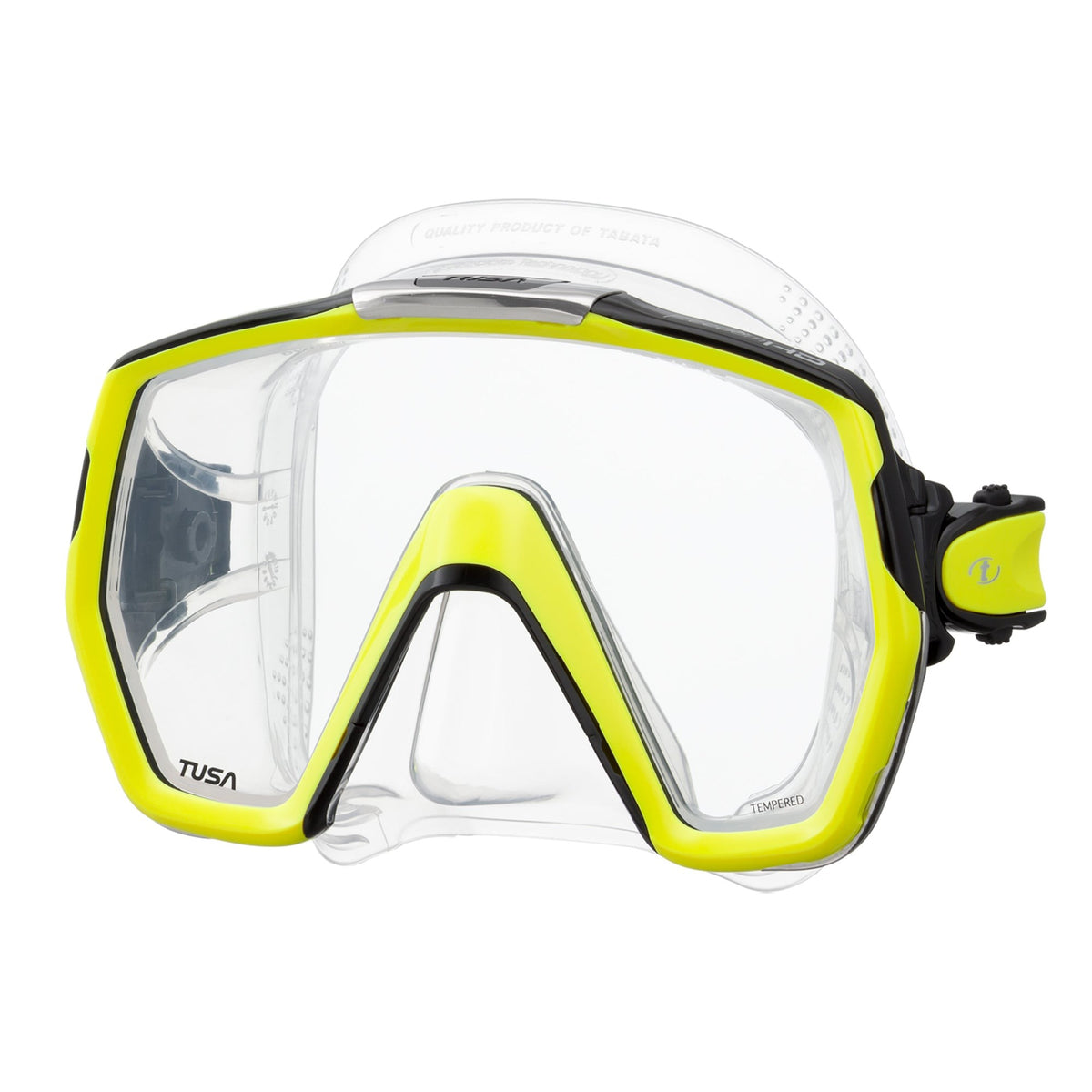 Tusa Freedom HD mask with clear skirt and Flash Yellow frame