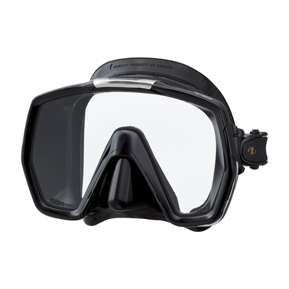 Tusa Freedom HD single lens mask, black silicone with Fishtail Blue frame