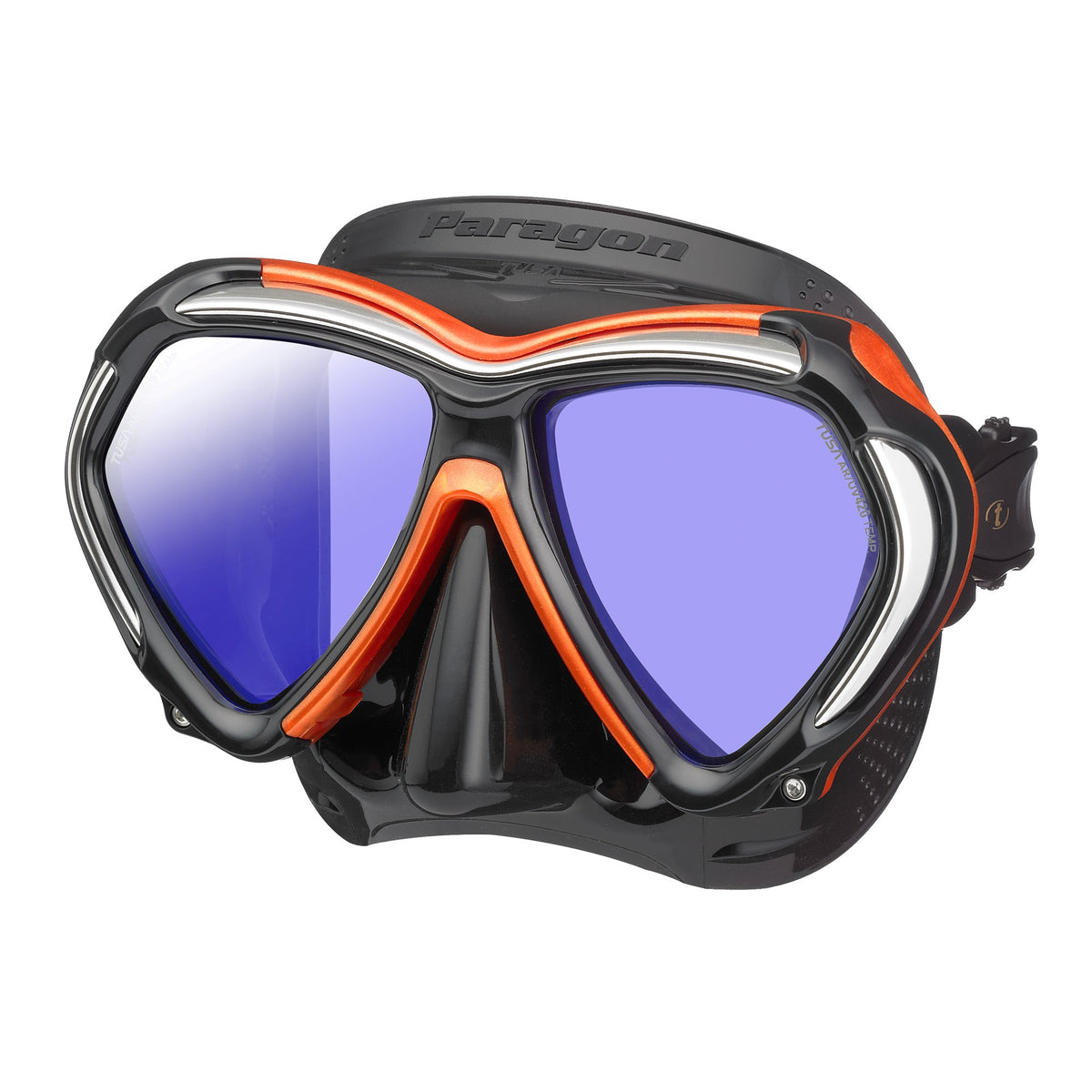 Tusa Paragon twin lens mask, black silicone with Fishtail Blue accents