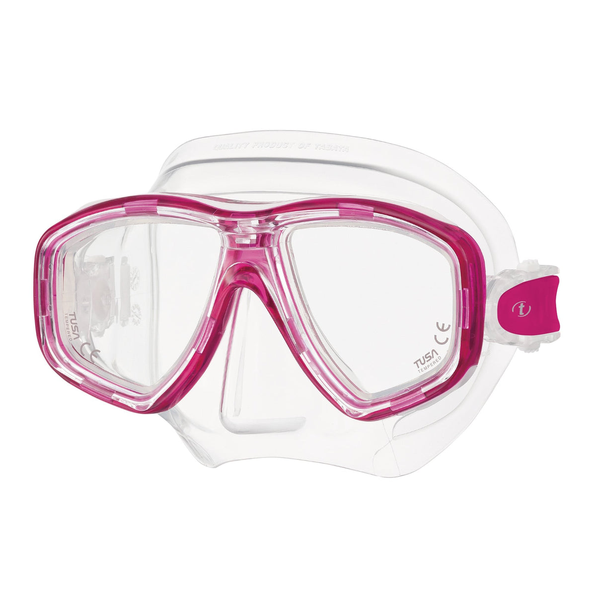 Tusa Freedom Ceos mask with clear skirt and Bougainvillea Pink frame