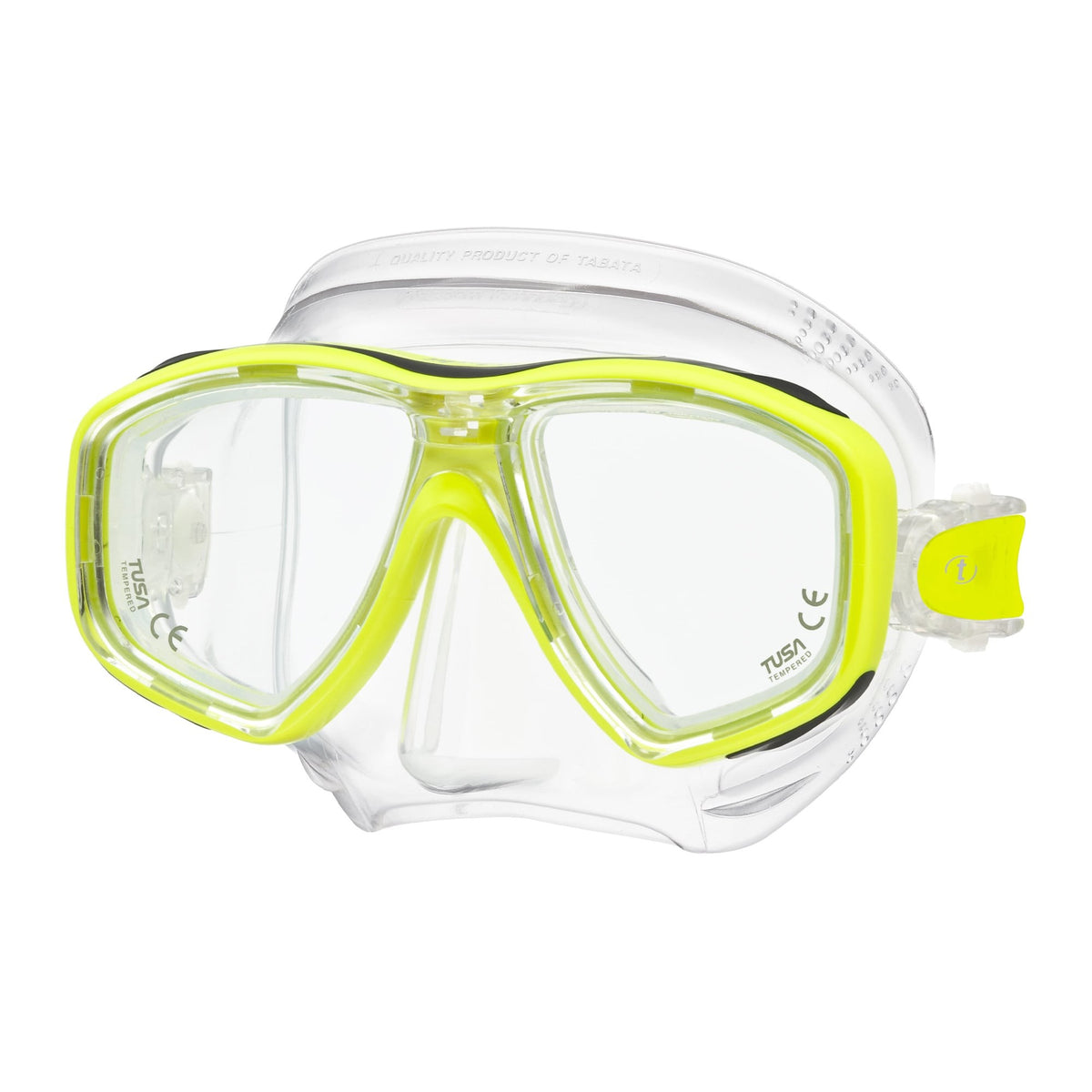 Tusa Freedom Ceos mask with clear skirt and Flash Yellow frame