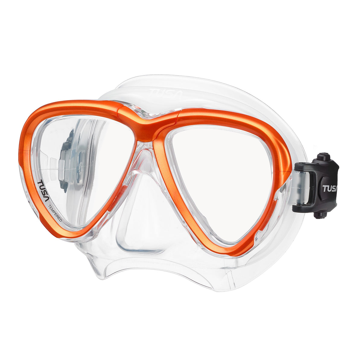 Tusa Intega twin lens mask with clear skirt and Ocean Green frame
