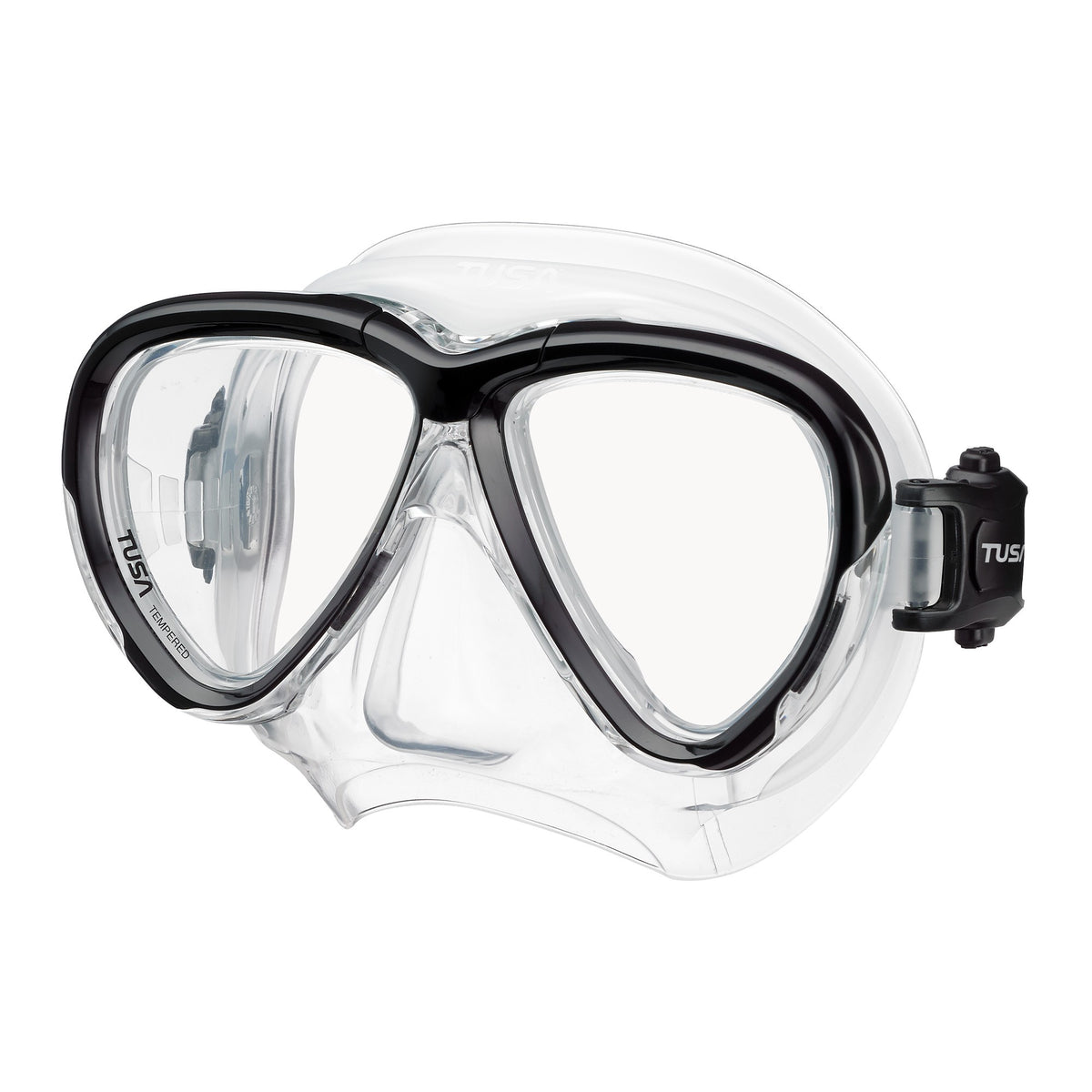 Tusa Intega twin lens mask with clear skirt and Ocean Green frame