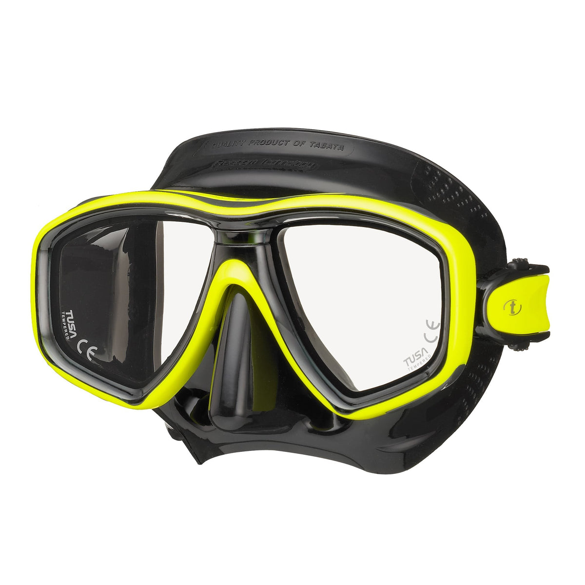 Tusa Freedom Ceos twin lens mask, black silicone with Flash Yellow frame