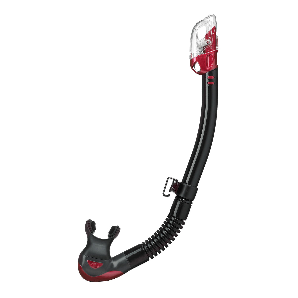 Tusa Hyperdry Elite II dry snorkel, black silicone with Raspberry Pink top