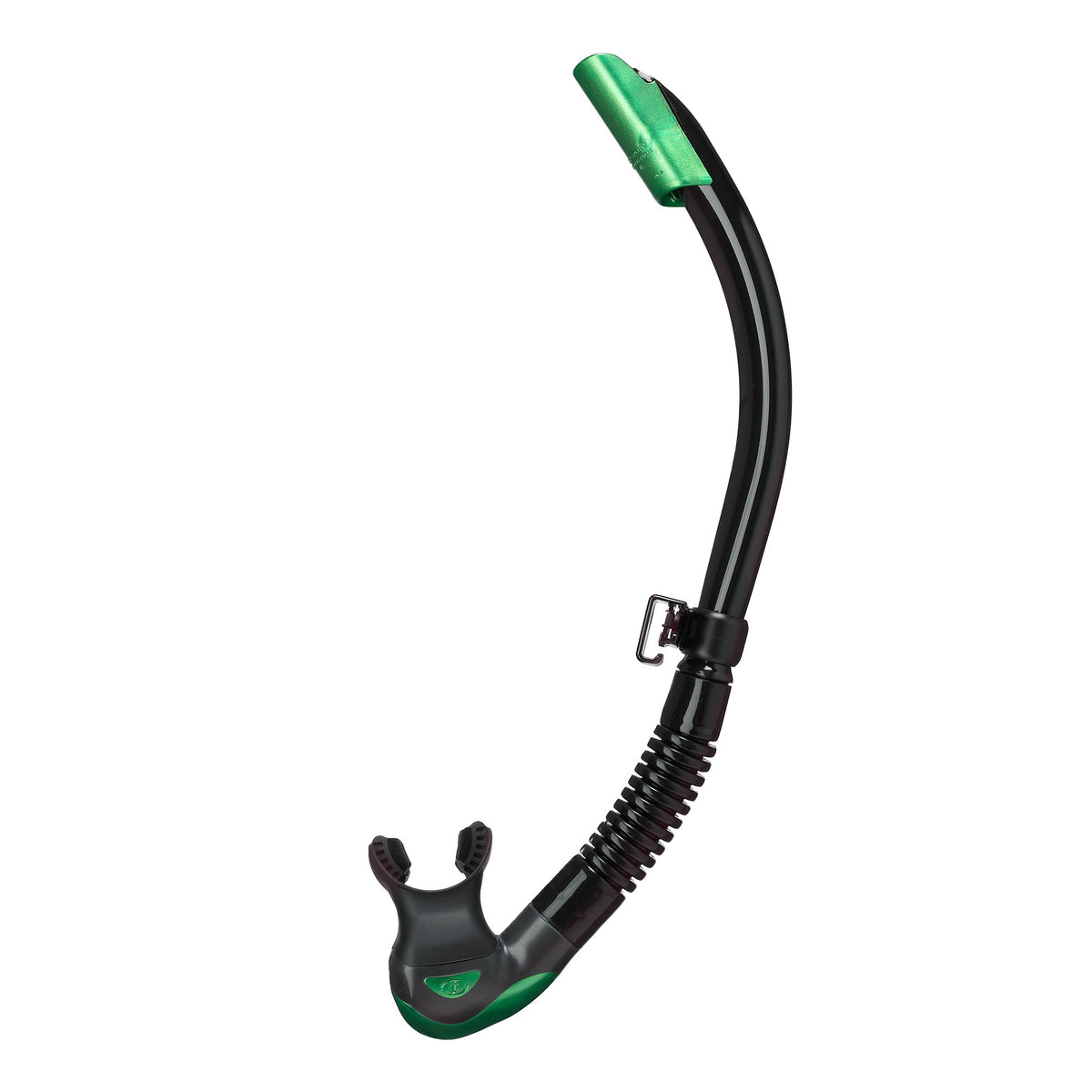 Tusa Platina II Hyperdry snorkel, black silicone with Flash Yellow tube