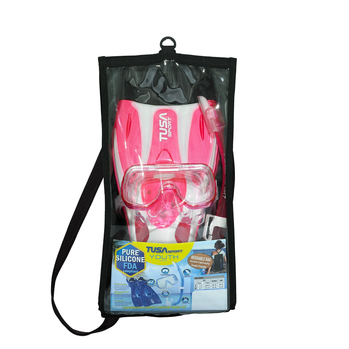 Tusa Mini Kleio Hyperdry kids travel set in blue: mask, snorkel and fins