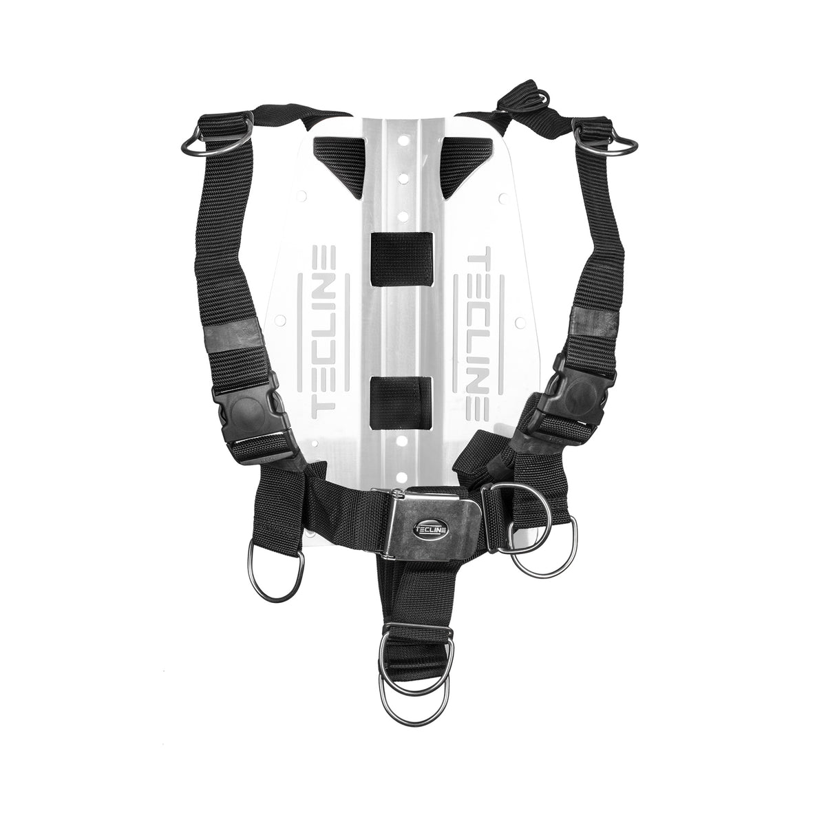 Tecline QR quick-release harness, shown fitted to a backplate