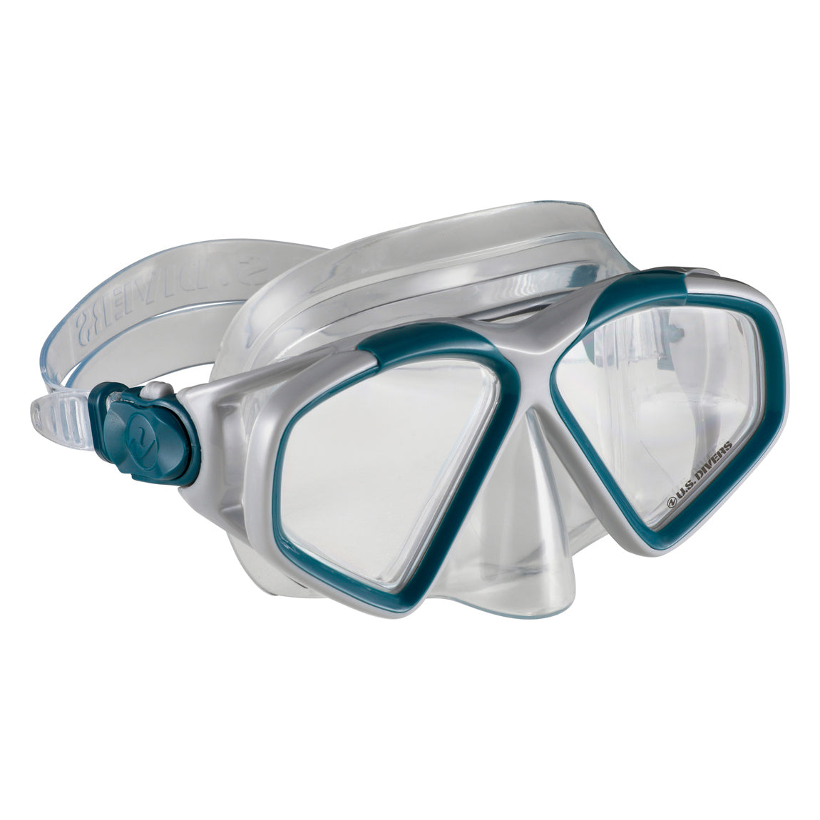 U.S. Divers Cozumel TX II set in grey and navy: two window mask, dry snorkel and open heel fins