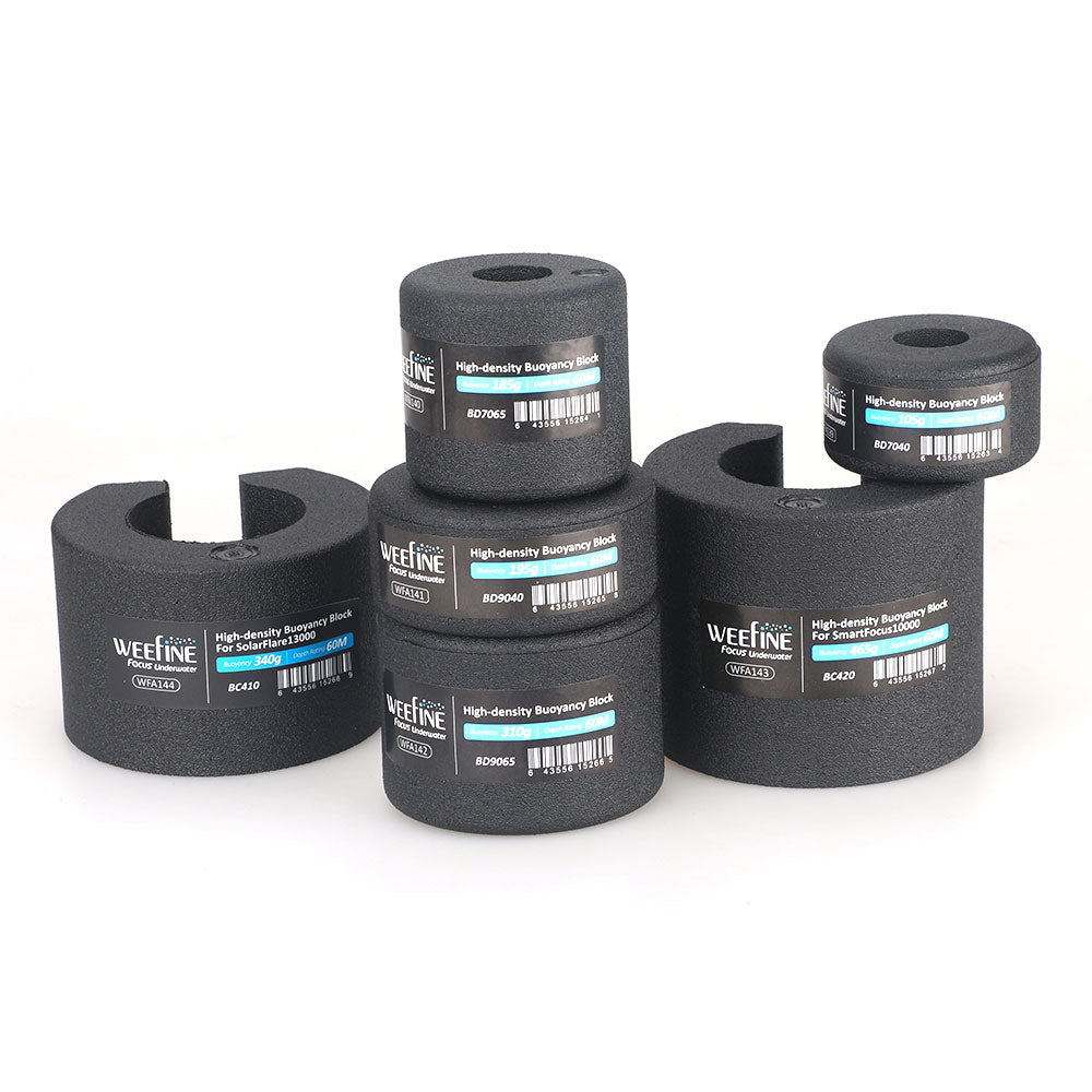WeeFine buoyancy blocks and collars in all sizes grouped together