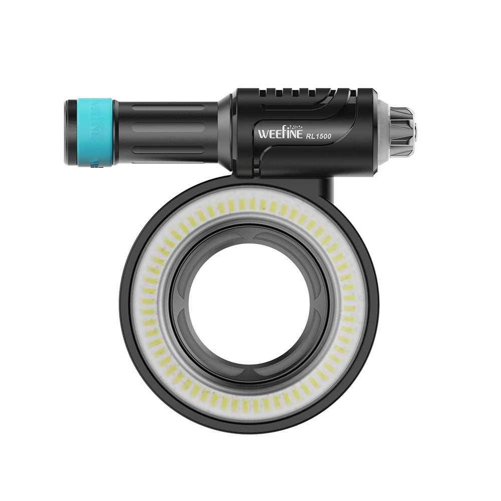 WeeFine Ring Light 1500 macro ring light, front three-quarter view
