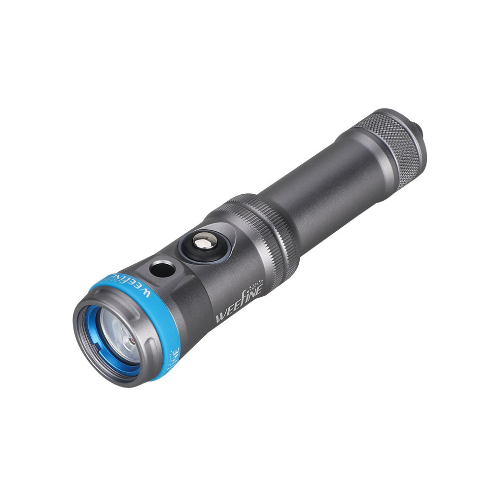 WeeFine Smart Focus 1200 FR focus light, three-quarter view in titanium grey