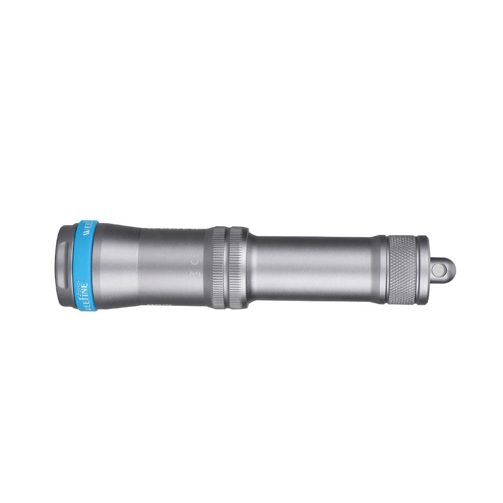 WeeFine Smart Focus 1200 FR focus light, three-quarter view in titanium grey