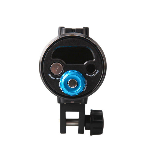 WeeFine Smart Focus 7000 video light, three-quarter front view with the blue head