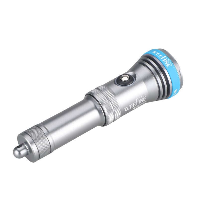 WeeFine SN2200 dive torch, three-quarter side view