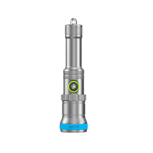 WeeFine SZ1500 zoom dive torch, front three-quarter view