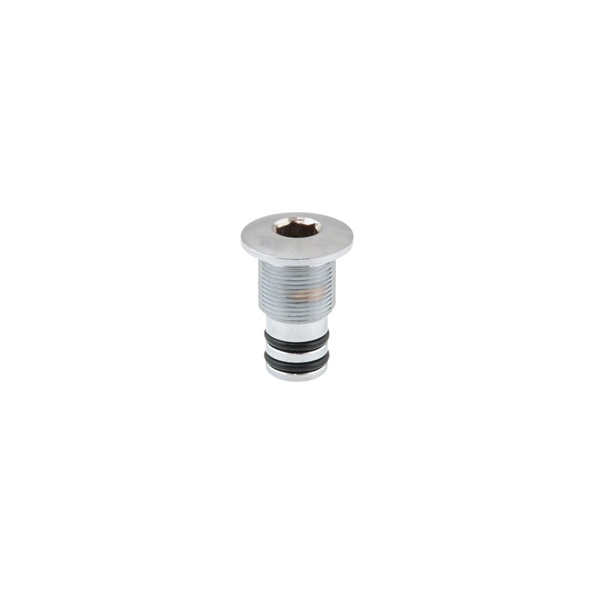 Tecline blind plug for the left expandable valve, chrome with hex socket head and two black o-rings