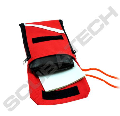 Scubatech red document pouch with lanyard
