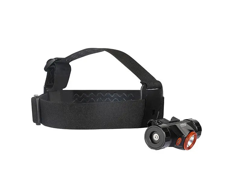OrcaTorch Mazu TD01 headlamp on its strap, side view showing the adjustable bracket