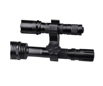 OrcaTorch POM Mount holding two dive lights