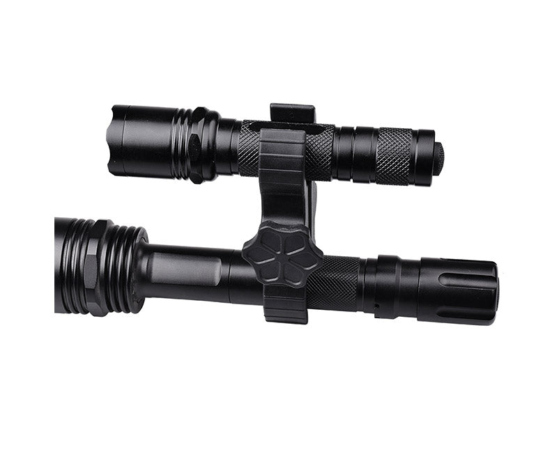 OrcaTorch POM Mount holding two dive lights