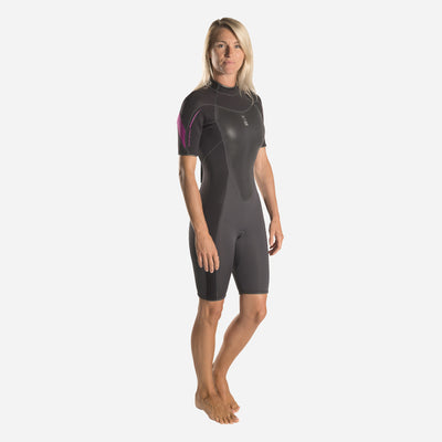 XENOS WOMENS 3MM SHORTIE BLK/FUCSHIA