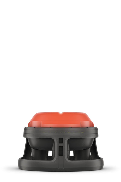 Garmin Descent S1 Buoy, angled view of the orange top on its dark grey frame
