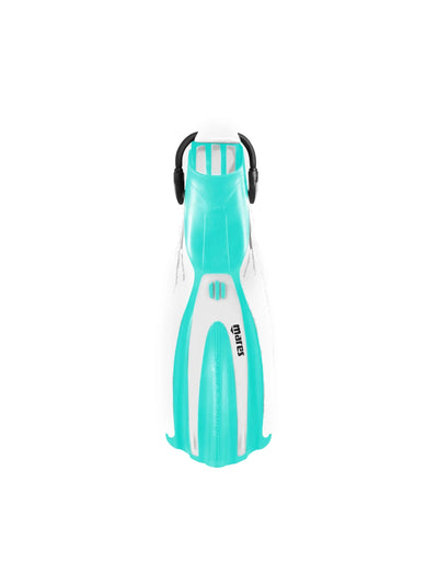 Mares Avanti Superchannel OH fin in white and aqua, top view