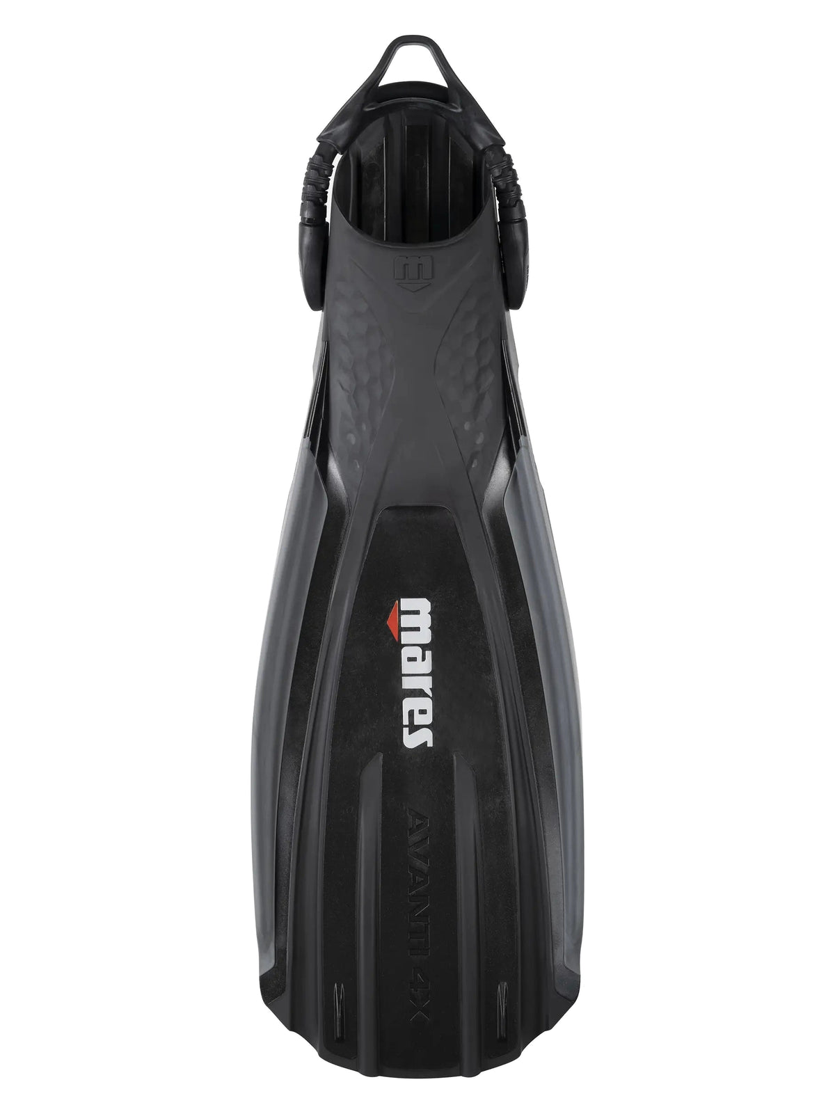 Mares Avanti Quattro 4X fin in black and dark grey, top view