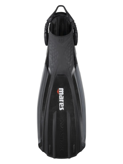 Mares Avanti Quattro 4X fin in black and dark grey, top view