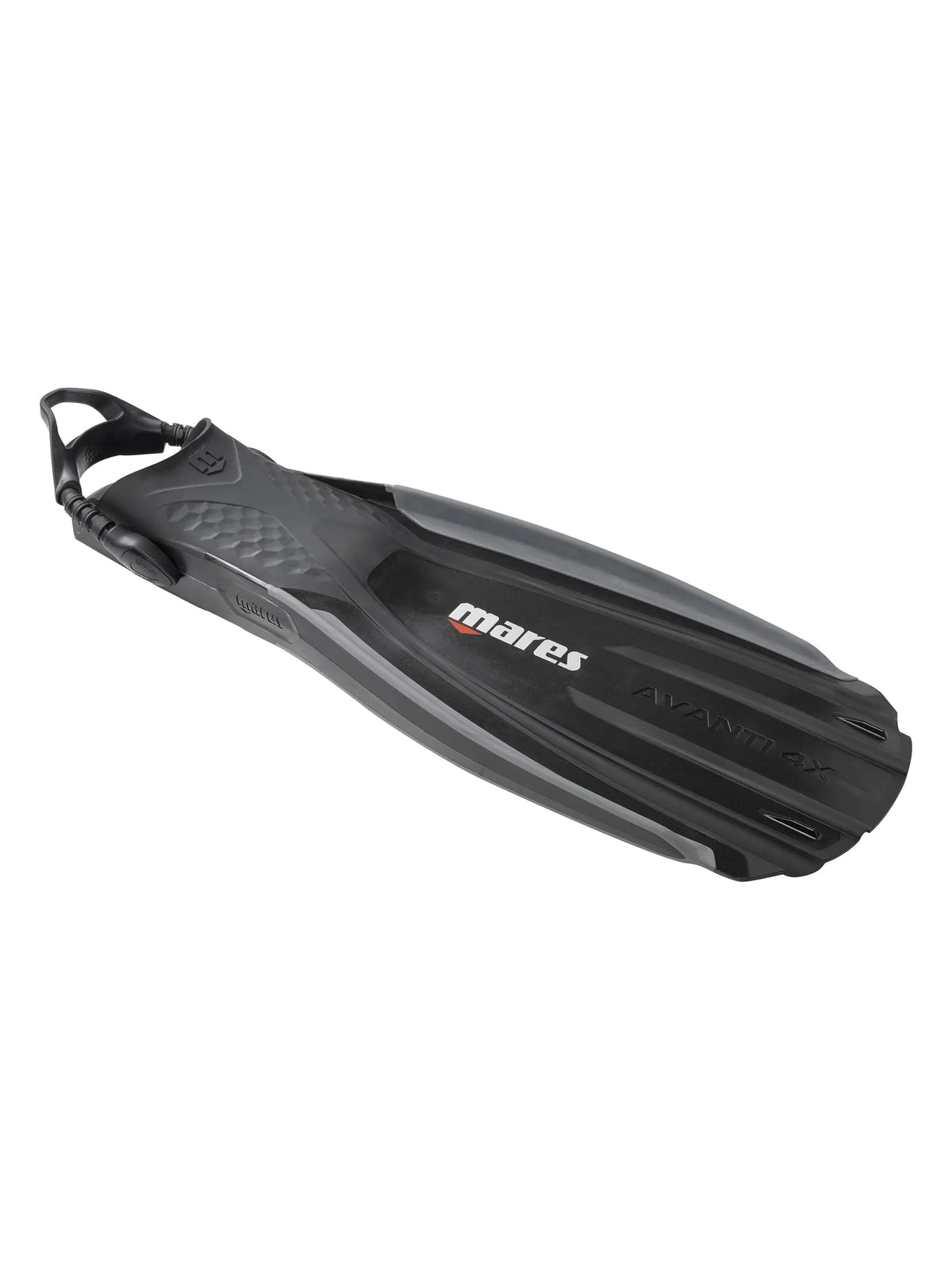 Mares Avanti Quattro 4X fin in black and dark grey, top view