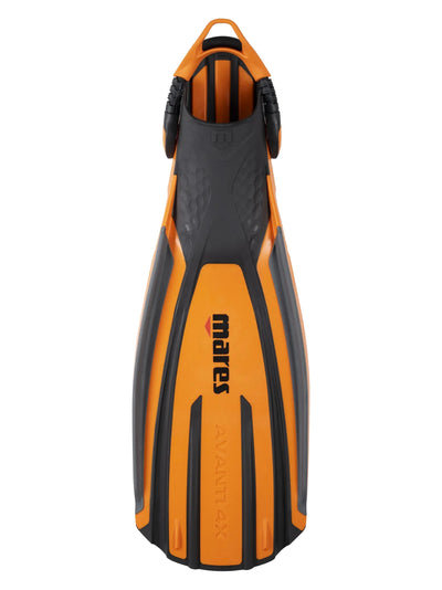 Mares Avanti Quattro 4X fin in orange and black, top view