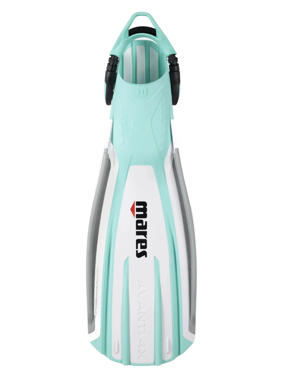 Mares Avanti Quattro 4X fin in white and aqua, top view