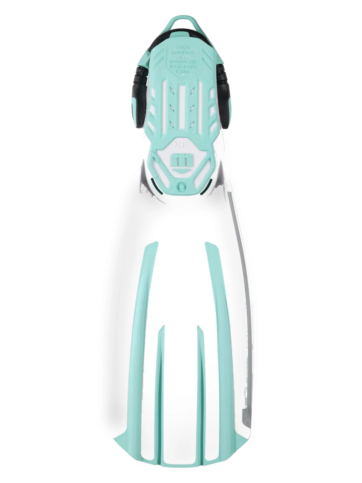 Mares Avanti Quattro 4X fin in white and aqua, underside with anti-slip sole