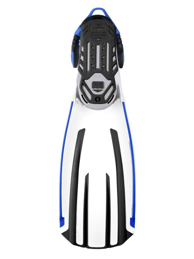 Mares Avanti Quattro 4X fin in white and blue, underside with anti-slip sole