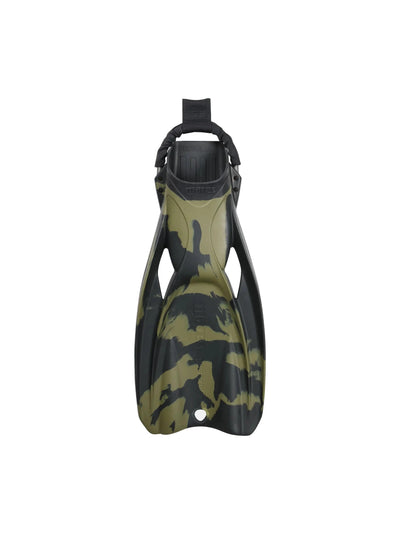 Mares Power Plana Tactical Green fin in camouflage green, top view with spring strap