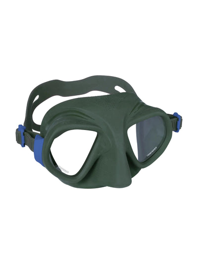 Mares X-Tream freediving mask in green and blue, front view