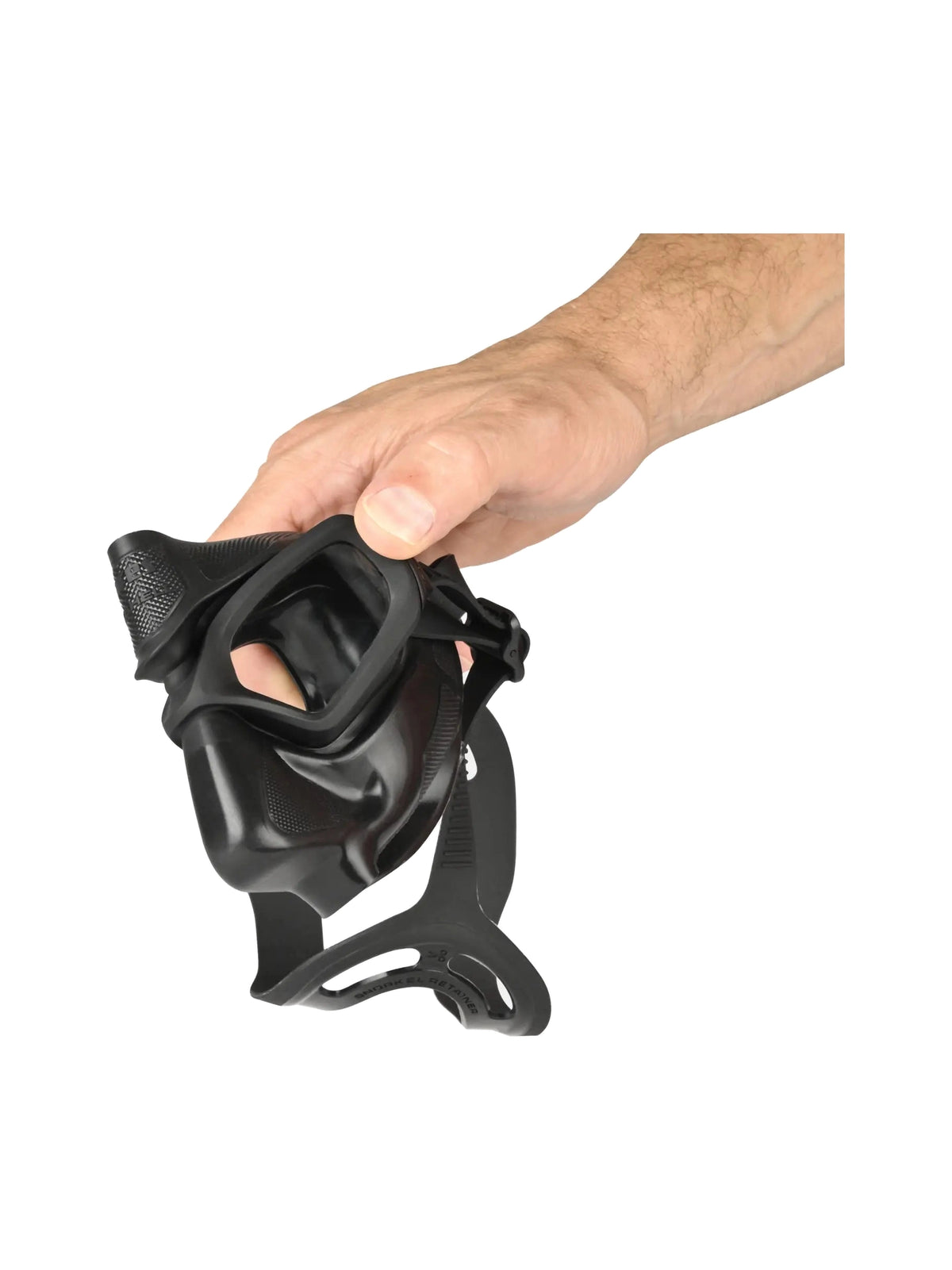 Mares FlexShell freediving mask in black, angled front view