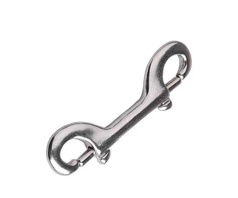 OrcaTorch SH03 double-ended bolt snap in stainless steel, showing a gate at each end
