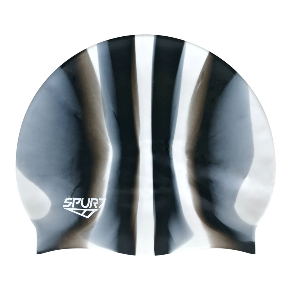 Multi-Colour Vertical Stripes Silicone Swim Cap
