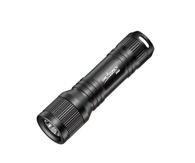 OrcaTorch D560 mini dive light in black, full side view