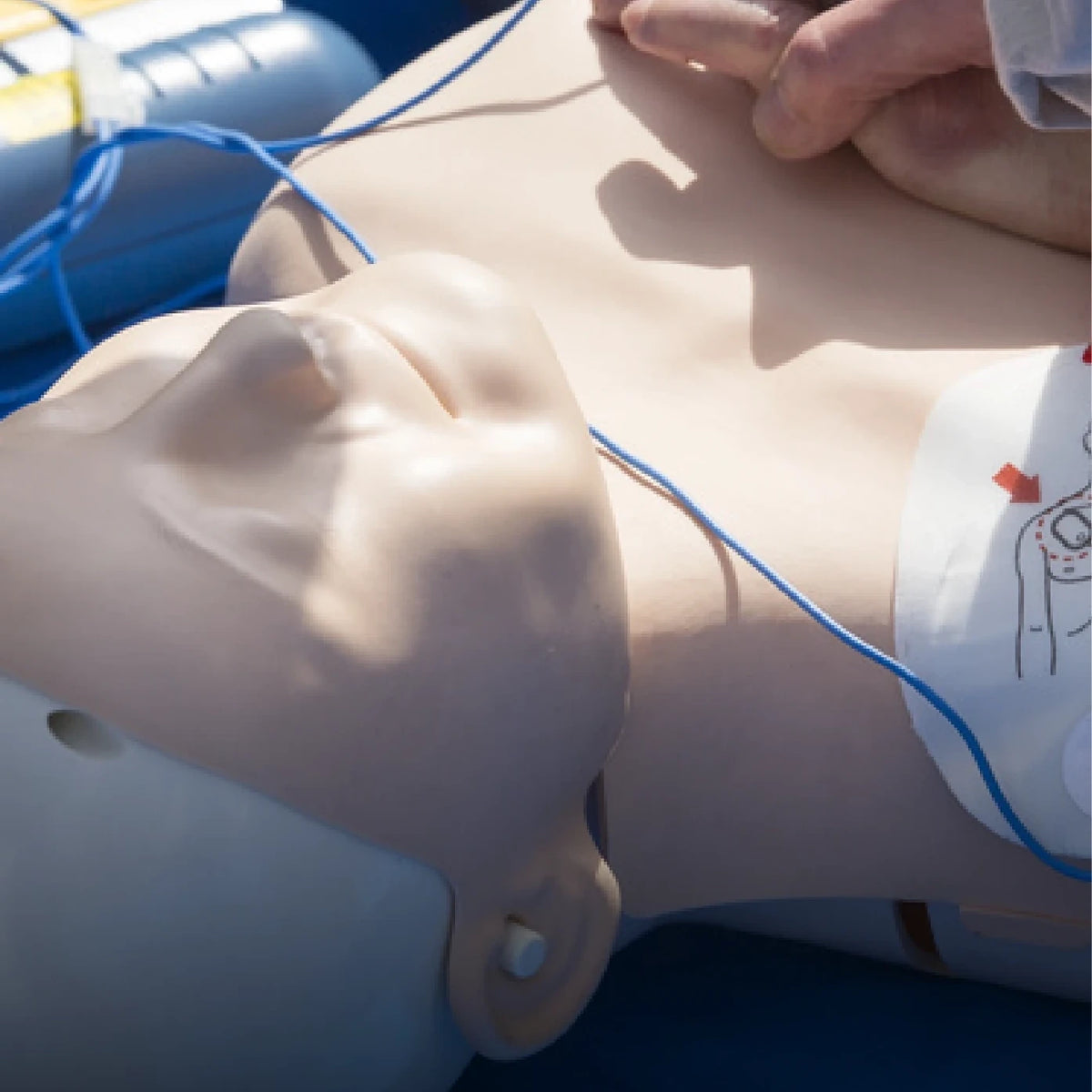 CPR practice on a training manikin